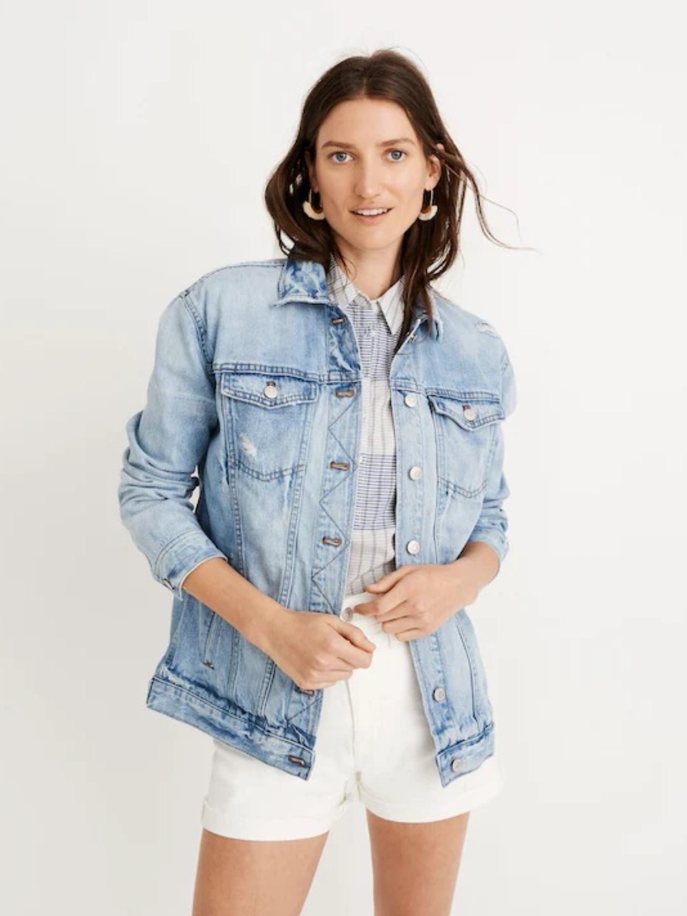 EUC Madewell Oversized Blue Jean Jacket | Distressed Denim | Women’s Plus 1X - Picture 14 of 16